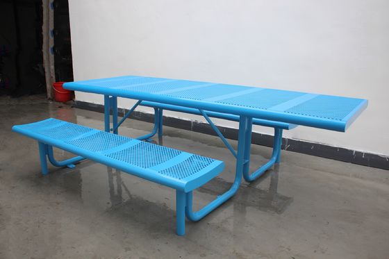 Commercial Perforated Metal Picnic Tables Waterproof For Parks Streets