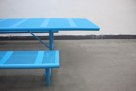 Commercial Perforated Metal Picnic Tables Waterproof For Parks Streets