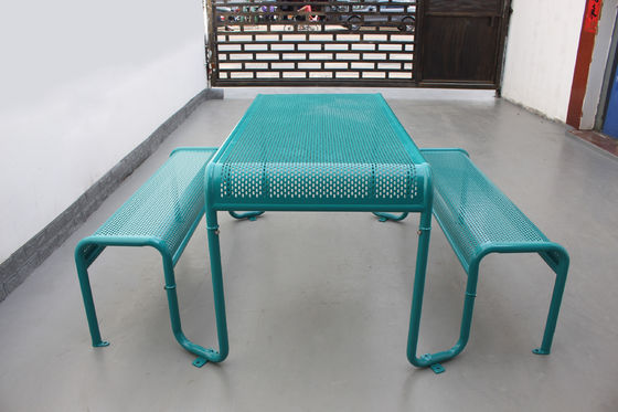 Waterproof Black Outdoor Picnic Tables , Powder Coated Steel Table Chair