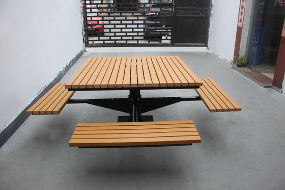 Square Garden Outdoor Picnic Tables With Four Benches Mild Steel Frame