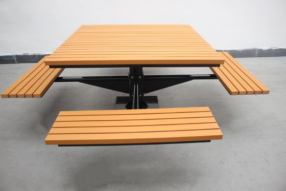 Square Garden Outdoor Picnic Tables With Four Benches Mild Steel Frame