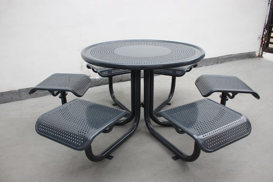 Perforated Metal Outdoor Picnic Tables Round With Six Chairs