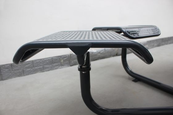 Perforated Metal Outdoor Picnic Tables Round With Six Chairs