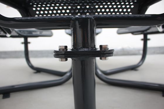 Perforated Metal Outdoor Picnic Tables Round With Six Chairs