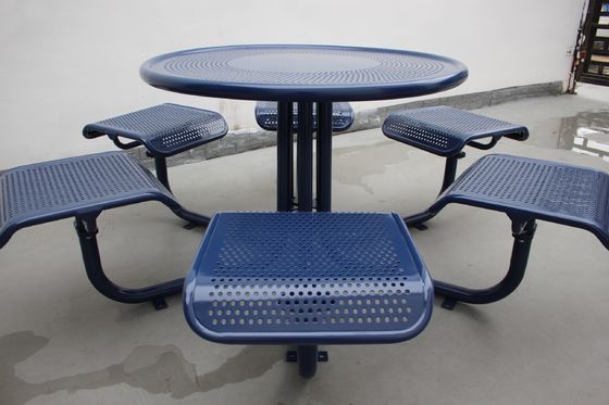 Perforated Metal Outdoor Picnic Tables Round With Six Chairs