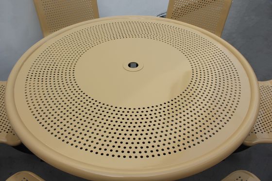 Commercial Metal Picnic Table And Chair Set Round Shape Weather Resistant