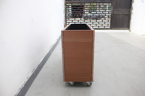 Customized Outdoor Large Planters Steel And Wooden Material With Wheels
