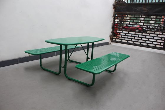 Metal Green Color Outdoor Picnic Tables Chair Set 1600mm Length
