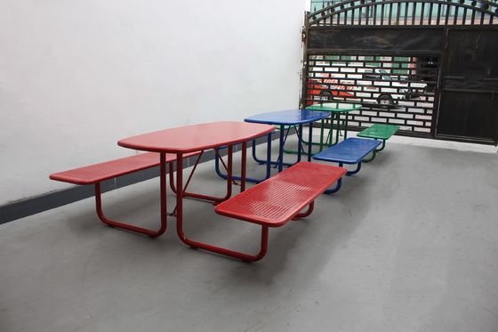 Metal Green Color Outdoor Picnic Tables Chair Set 1600mm Length