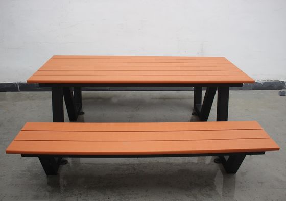 Hotel Restaurant Outdoor Dining Table With Bench , Park Wooden Outdoor Picnic Table With Benches