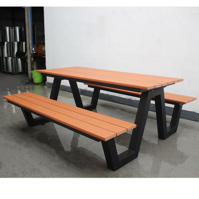 Hotel Restaurant Outdoor Dining Table With Bench , Park Wooden Outdoor Picnic Table With Benches