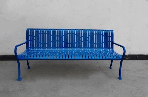 Laser-Cut Outdoor Metal Benches Square Steel Legs Durable And Safe