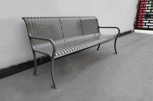 Laser-Cut Outdoor Metal Benches Square Steel Legs Durable And Safe