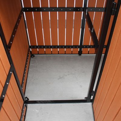 Mild Steel Outdoor Bin Enclosure With Plastic Wood Slats Sidewall, Matching With 120L Plastic Wheelie Bin