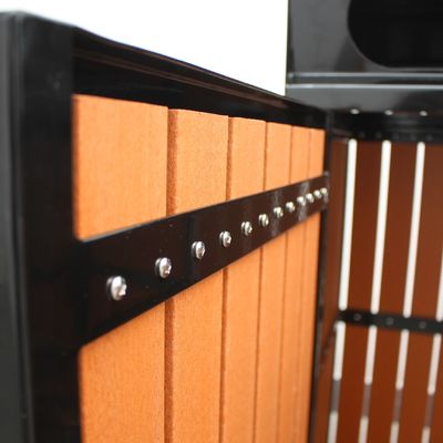Mild Steel Outdoor Bin Enclosure With Plastic Wood Slats Sidewall, Matching With 120L Plastic Wheelie Bin