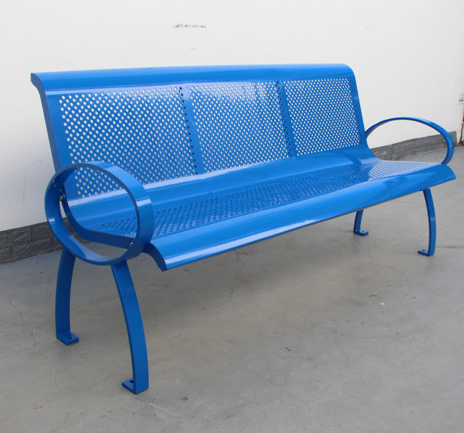 Commercial Park Outdoor Metal Benches With Powder Coated Perforated