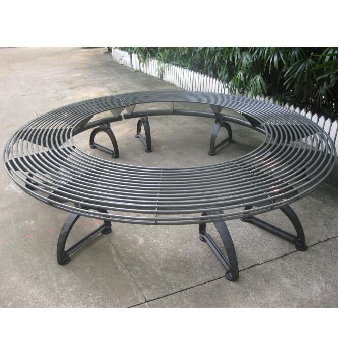 Metal Cast Iron Round Tree Benches Backless For Garden Street Campus