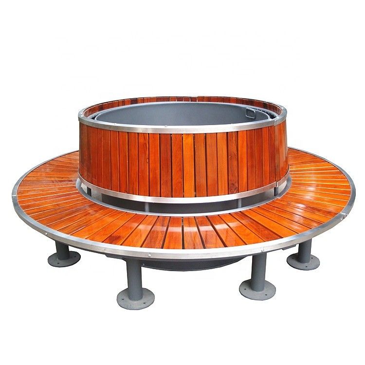 Circular Curved Wood Round Tree Benches With Sandblasting Zinc Spraying Finish