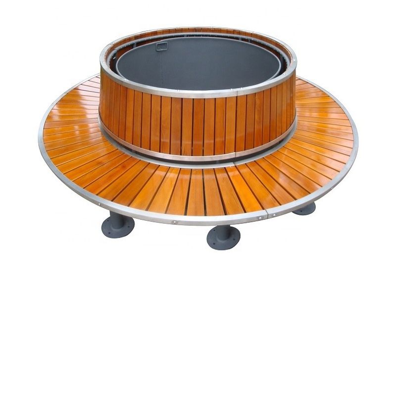 Rustproof Circular Garden Tree Seats With Solid Wood Metal Material ODM